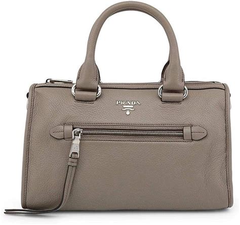 Prada Women's Medium Argilla Gray Vitello Phenix Leather 